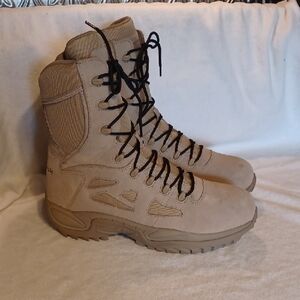 Reebok Beige  Tactical First Responder Boots Size 10 W Leather Uppers Side Zippe